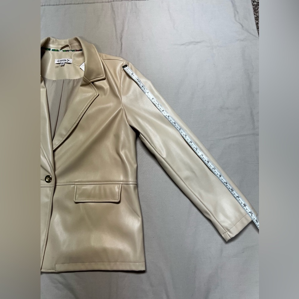NWT Nanette Lepore Cream Faux Leather Women’s Jacket/ Blazer Size 12 - Picture 9 of 10